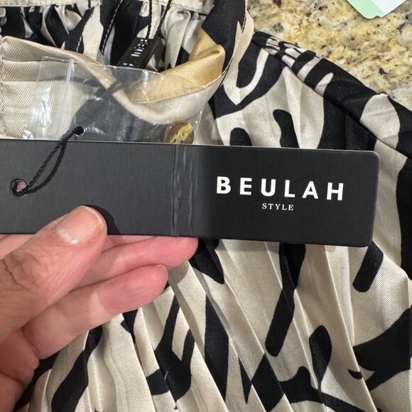 NWT Beulah Style Tiger Party Dress Women Pleated Maxi Dress Black/White Abstract - Picture 7 of 14